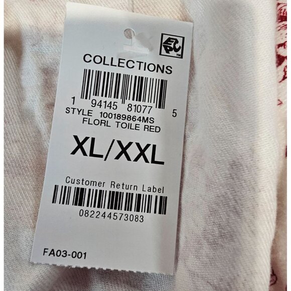 Charter Club Womens XL/XXL White Red Floral Toile Bathrobe NWT - Picture 6 of 7